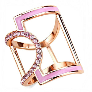 TK3561 - IP Rose Gold(Ion Plating) Stainless Steel Ring with Top Grade Crystal  in Light Rose - Joyeria Lady