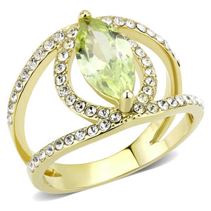 TK3578 IP Gold(Ion Plating) Stainless Steel Ring with AAA Grade CZ in Apple Green color