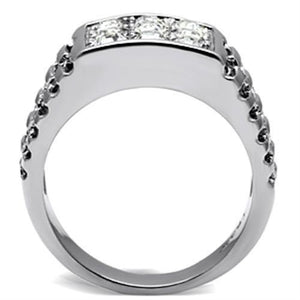 TK360 High polished (no plating) Stainless Steel Ring with Top Grade Crystal in Clear