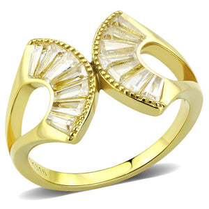 TK3638 - IP Gold(Ion Plating) Stainless Steel Ring with AAA Grade CZ  in Clear - Joyeria Lady