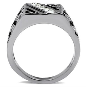 TK367 High polished (no plating) Stainless Steel Ring with Top Grade Crystal in Clear