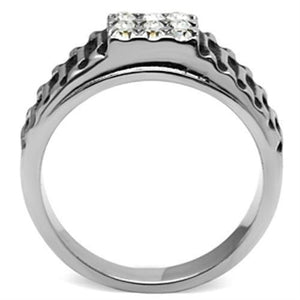 TK368 High polished (no plating) Stainless Steel Ring with Top Grade Crystal in Clear