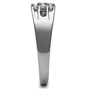 TK375 High polished (no plating) Stainless Steel Ring with Top Grade Crystal in Clear