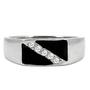 TK414701 High polished (no plating) Stainless Steel Ring with Top Grade Crystal in Clear