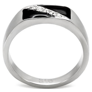 TK414701 High polished (no plating) Stainless Steel Ring with Top Grade Crystal in Clear