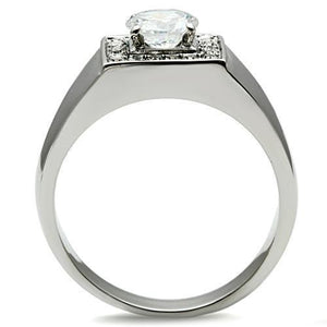 TK483 High polished (no plating) Stainless Steel Ring with AAA Grade CZ in Clear