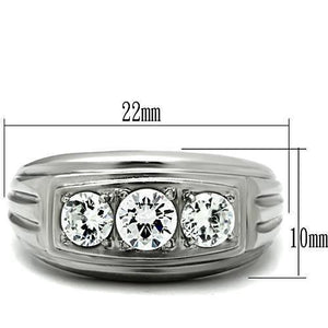 TK491 High polished (no plating) Stainless Steel Ring with AAA Grade CZ in Clear