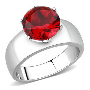 TK52007 - High polished (no plating) Stainless Steel Ring with Synthetic Synthetic Glass in Siam - Joyeria Lady
