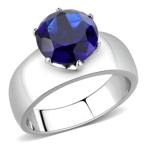 TK52009 - High polished (no plating) Stainless Steel Ring with Synthetic Synthetic Glass in Montana - Joyeria Lady