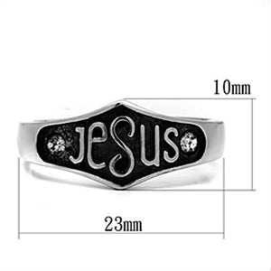 TK631 High polished (no plating) Stainless Steel Ring with Top Grade Crystal in Clear