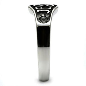 TK631 High polished (no plating) Stainless Steel Ring with Top Grade Crystal in Clear