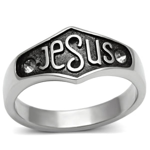 TK631 High polished (no plating) Stainless Steel Ring with Top Grade Crystal in Clear - Joyeria Lady