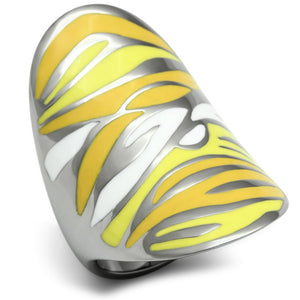 TK688 - High polished (no plating) Stainless Steel Ring with Epoxy  in Multi Color - Joyeria Lady