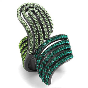 TK691LJ - IP Light Black  (IP Gun) Stainless Steel Ring with Top Grade Crystal  in Multi Color - Joyeria Lady