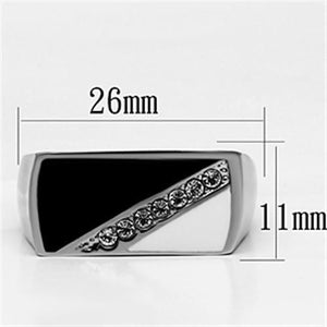 TK704 High polished (no plating) Stainless Steel Ring with Top Grade Crystal in Clear