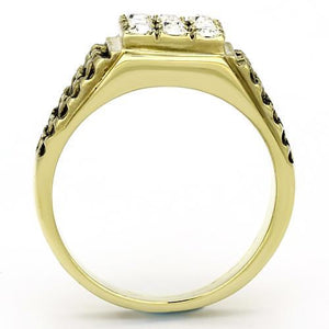 TK765 IP Gold(Ion Plating) Stainless Steel Ring with Top Grade Crystal in Clear