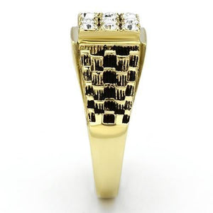 TK765 IP Gold(Ion Plating) Stainless Steel Ring with Top Grade Crystal in Clear
