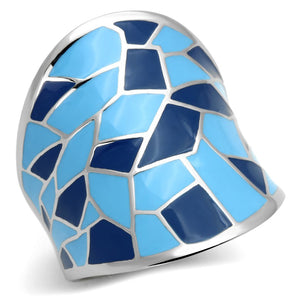 TK799 - High polished (no plating) Stainless Steel Ring with Epoxy  in Multi Color - Joyeria Lady