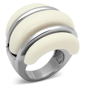 TK807 - High polished (no plating) Stainless Steel Ring with Synthetic Synthetic Stone in Citrine Yellow - Joyeria Lady