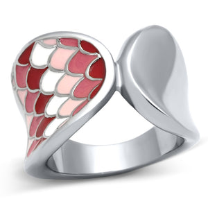 TK815 - High polished (no plating) Stainless Steel Ring with Epoxy  in Multi Color - Joyeria Lady