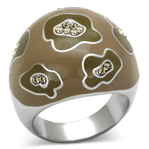 TK826 - High polished (no plating) Stainless Steel Ring with Top Grade Crystal  in Citrine Yellow - Joyeria Lady