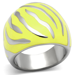 TK833 - High polished (no plating) Stainless Steel Ring with Epoxy  in Topaz - Joyeria Lady