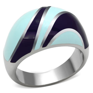 TK835 - High polished (no plating) Stainless Steel Ring with Epoxy  in Multi Color - Joyeria Lady