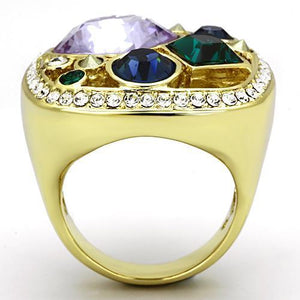 TK855 IP Gold(Ion Plating) Stainless Steel Ring with Top Grade Crystal in Multi Color