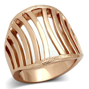 TK859 - IP Rose Gold(Ion Plating) Stainless Steel Ring with No Stone - Joyeria Lady