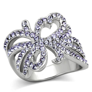 TK869 - High polished (no plating) Stainless Steel Ring with Top Grade Crystal  in Light Sapphire - Joyeria Lady