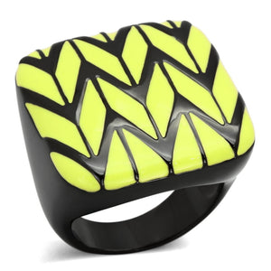 TK872 - IP Black(Ion Plating) Stainless Steel Ring with Epoxy  in Topaz - Joyeria Lady