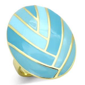 TK874 - IP Gold(Ion Plating) Stainless Steel Ring with Epoxy  in Multi Color - Joyeria Lady