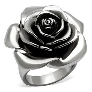 TK923 High polished (no plating) Stainless Steel Ring with Epoxy in Jet