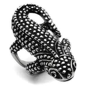 TK933 - High polished (no plating) Stainless Steel Ring with Top Grade Crystal  in Jet - Joyeria Lady