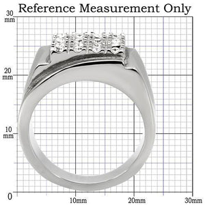 TK95409 High polished (no plating) Stainless Steel Ring with Top Grade Crystal in Clear