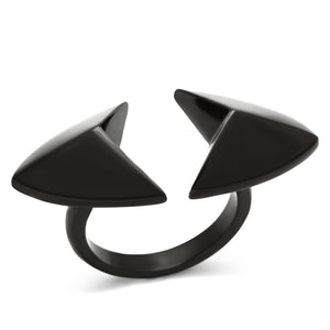 TK990 - IP Black(Ion Plating) Stainless Steel Ring with No Stone - Joyeria Lady