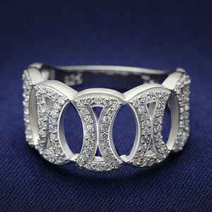TS009 Rhodium 925 Sterling Silver Ring with AAA Grade CZ in Clear