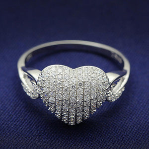 TS017 - Rhodium 925 Sterling Silver Ring with AAA Grade CZ  in Clear - Joyeria Lady