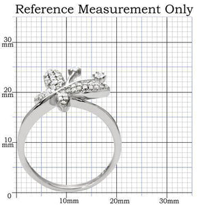 TS021 - Rhodium 925 Sterling Silver Ring with AAA Grade CZ  in Clear