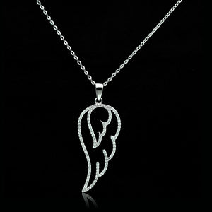 TS034 Rhodium 925 Sterling Silver Necklace with AAA Grade CZ in Clear - Joyeria Lady