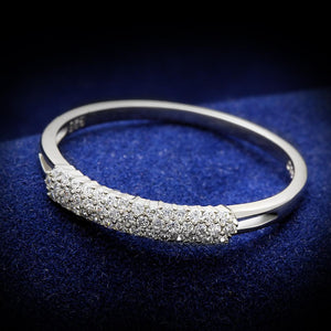 TS043 - Rhodium 925 Sterling Silver Ring with AAA Grade CZ  in Clear - Joyeria Lady