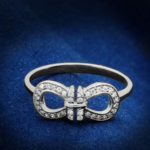 TS047 - Rhodium 925 Sterling Silver Ring with AAA Grade CZ  in Clear - Joyeria Lady