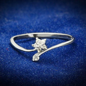 TS056 - Rhodium 925 Sterling Silver Ring with AAA Grade CZ  in Clear - Joyeria Lady