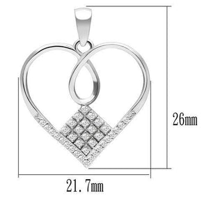 TS062 Rhodium 925 Sterling Silver Necklace with AAA Grade CZ in Clear