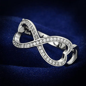 TS088 - Rhodium 925 Sterling Silver Ring with AAA Grade CZ  in Clear - Joyeria Lady