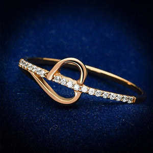 TS095 - Rose Gold 925 Sterling Silver Ring with AAA Grade CZ  in Clear - Joyeria Lady