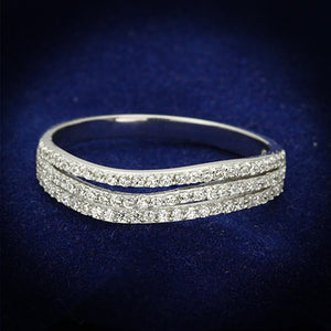TS135 - Rhodium 925 Sterling Silver Ring with AAA Grade CZ  in Clear - Joyeria Lady