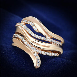 TS168 - Rose Gold 925 Sterling Silver Ring with AAA Grade CZ  in Clear - Joyeria Lady