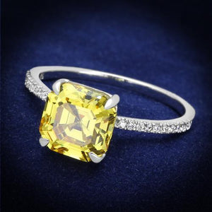 TS175 - Rhodium 925 Sterling Silver Ring with Cubic  in Topaz - Joyeria Lady
