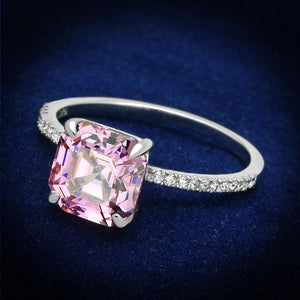 TS179 - Rhodium 925 Sterling Silver Ring with Cubic  in Rose - Joyeria Lady